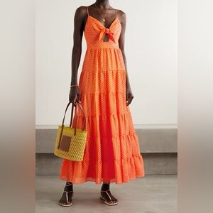 Alice & Olivia Minka Maxi Dress Tie Front Monarch Orange Size 10